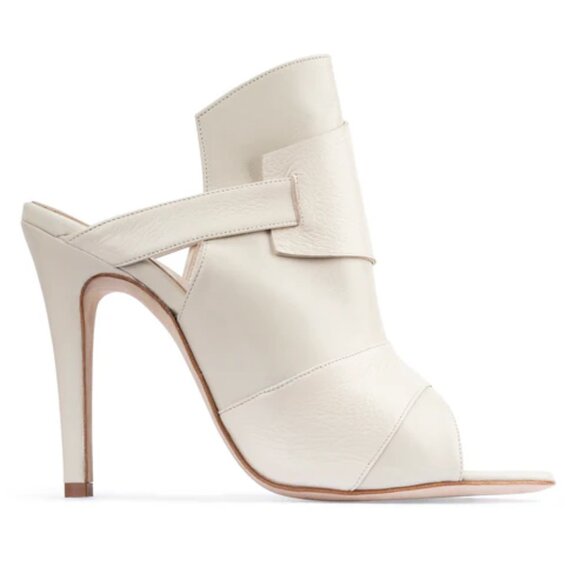 NEW CHRIS DONOVAN Made In Italy Leather Pegasi Heeled Mules in white 1225 18t9 - Picture 4 of 10